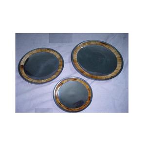 Ensemble de trois plats ronds en fonte d'aluminium de haute qualité avec mosaïque d'os en finition antique, bol de service au prix de gros - Product Image 2