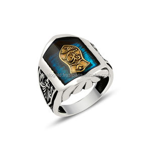 Anillo de hombre de esmalte islámico de Plata de Ley 925K - Product Image 1