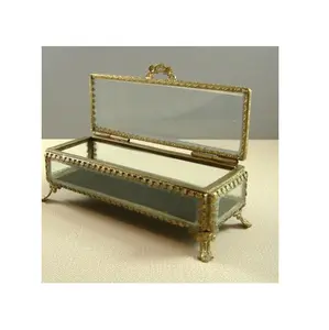 Wholesale Brass Metal Glass Terrarium Rectangle Glass Jewelry Box