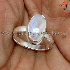 Anillos de plata de ley 925 con piedra lunar de arcoíris, joyería de plata de ley 925 - Product Image 5