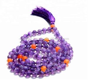 ซื้อสร้อยคอยาวลูกปัด108มาลาสร้อยคอยาวพลอยอเมทิสต์โยคะทำด้วยมือสำหรับเป็นของขวัญ - Product Image 1