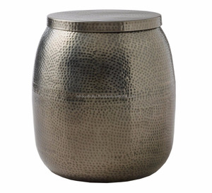 โต๊ะกาแฟด้านข้างแบบดรัมทุบทำจากอลูมิเนียมสำหรับเฟอร์นิเจอร์ในบ้านโต๊ะกาแฟโลหะหรูหราทันสมัย - Product Image 2