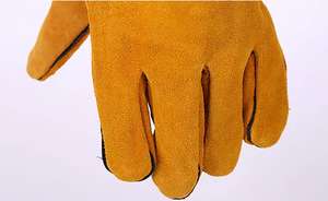 ถุงมืองานเชื่อมหนังวัวแบบแยกยาวสำหรับผู้ใหญ่ถุงมือทำงานหนังนิ่มทนความร้อนและน้ำใส่สบาย - Product Image 5