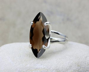 Anillo de Plata de Ley con Piedra Lunar Arcoíris, Corte Marquesa Facetado, con Engaste de Garras, para Boda, Compromiso, Fiesta, Aniversario, Regalo - Product Image 3