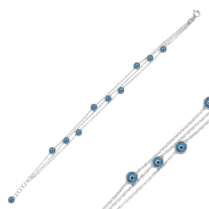 Pulsera de plata de ley 925 con diseño de ojo turco, joyería fina hecha a mano - Product Image 1