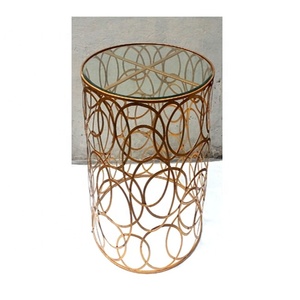 TABLE basse centrale en métal, moderne, en verre, forme ronde, meilleure vente - Product Image 4