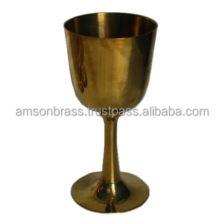 Eco-Friendly Metal Brass Goblet Glass Wedding Tabletop Drinkware Glass Luxury Design Metal Wine Glass