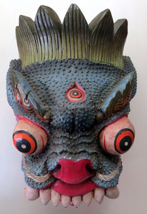 หน้ากากไม้ทำด้วยมือมังกรแขวนผนังสไตล์ทางศาสนางานฝีมือป็อปตัดด้วยเลเซอร์จากเนปาลสำหรับตกแต่งบ้านหรือของขวัญ - Product Image 3