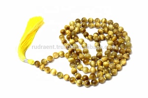 Venta caliente 108 Bead Yoga Mala collar hecho a mano artista indio collares con cuentas ojo de gato 8mm perlas naturales cadenas al por mayor - Product Image 5