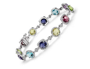 คุณภาพเครื่องประดับ925เงินสเตอร์ลิงเครื่องประดับอัญมณีธรรมชาติหินหลายและ Cz Semi Precious Stone สร้อยข้อมือ - Product Image 2