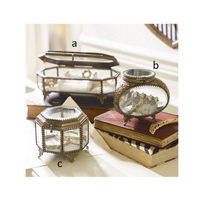 <b>Glass</b> Jewelry <b>Box</b> with Decorative Metal Frame - Product Image 1