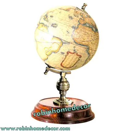 Pendentif en laiton et bois, modèle victorien authentiques, petit Globe du monde pour étudiants, avec Base en bois