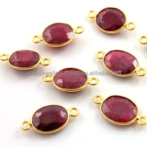 Vermeil ทอง-925เงินสเตอร์ลิงย้อมสีทับทิมขั้วต่ออัญมณีเครื่องประดับทำด้วยมือ - Product Image 1