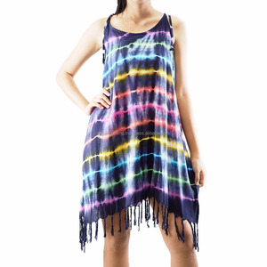 Robe pour femme, véritable robe, réservoir, mignon, cravate, tissu teint, longueur au genou, tenue d'été, vente en gros - Product Image 2