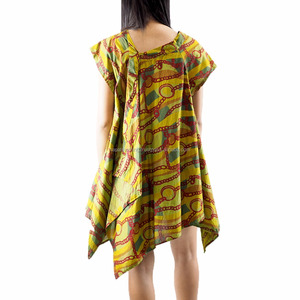 Tunique d'été à manches courtes, col en V, ourlet asymétrique trapèze, pour femmes, 2020 - Product Image 4
