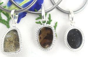 92.5 Sterling Silver Mix Shape Natural <b>Picture</b> & Black Jasper & Bronzite Gemstone <b>Charm</b> Pendant Gift Necklace - Product Image 5