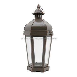 Lanterne de table de style marocain Lanterne à bougie en métal noir vintage marocaine Lampes Lanternes suspendues de jardin orientales en plein air - Product Image 1