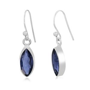 Boucles d'oreilles à la mode en argent sterling 925 à facettes en forme de marquise Iolite Gemstone pour mariages fêtes cadeaux - Product Image 2