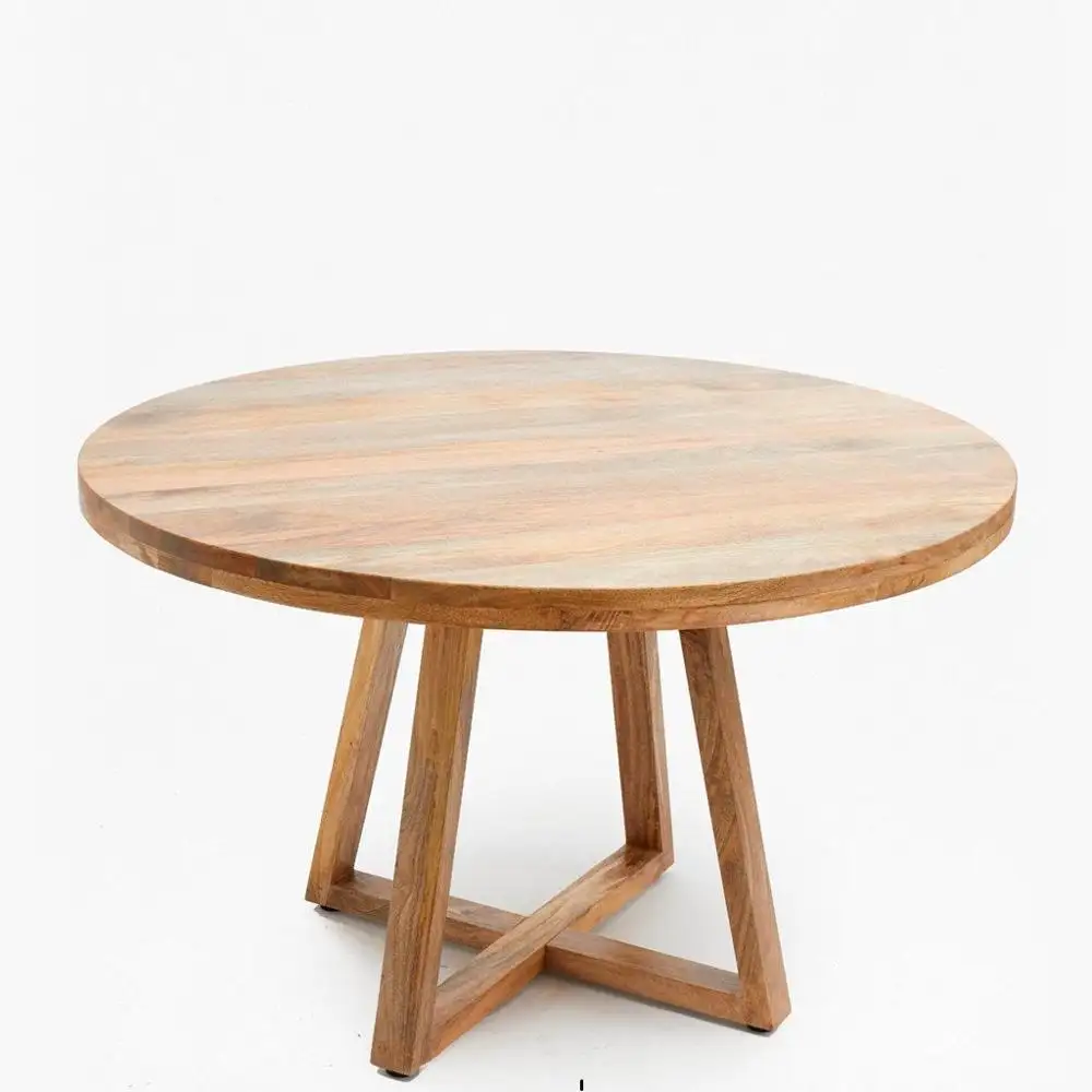 Tavolo rotondo in legno di Mango naturale al 100% per la casa e la tavola da pranzo mobili soggiorno tavolo in legno per la vendita calda