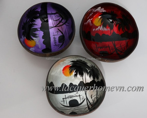 Cuencos de coco lacados metálicos con cáscara de huevo, diseño de artículo de corazón - Product Image 2