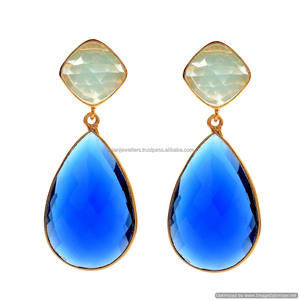 Boucles d'oreilles en argent sterling plaqué or pour mariage, fête et cadeau. - Product Image 1