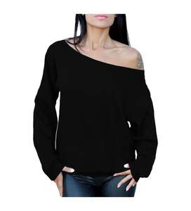 Slouchy Off Shoulder Wide Neck <b>Long</b> Sleeves Fleece <b>Women</b> Xxxxl Sweatshirt - Product Image 2