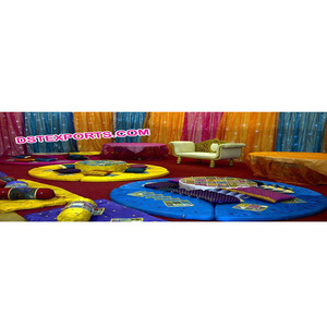 Wedding <b>Mehndi</b> Punjabi Stage Decor Indian Mehandi Stage With Cushion Covers Punjabi Theme Wedding Sangeet Mehandi <b>Decoration</b> - Product Image 1