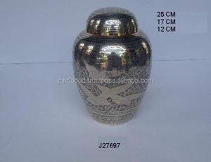 High Quality Cast Brass <b>Urn</b> Jars European Style Enamel Painted with Engraving in Blue Colour <b>Pet</b> <b>Urn</b> Jars - Product Image 2