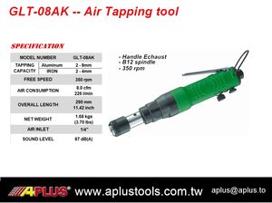 APLUS Outil de taraudage à air GLT-08AK Poignée d'échappement B12 Filetage de broche 1000 RPM Certifié OEM ISO9001 Capacité de taraudage 2-8mm - Product Image 2