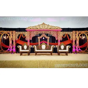 Pernikahan Indah Dirancang Bollywood Tahap Grand Mahajara Pernikahan Panggung Pernikahan Perjamuan Hall Besar Dekorasi Panggung