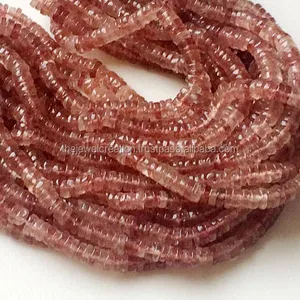 5mm Naturel Fraise Quartz Lisse Heishi Pneu Pierre Précieuse Perles Semi Précieuses Brin Grossiste Revendeur Prix Boutique DIY Alibaba - Product Image 1