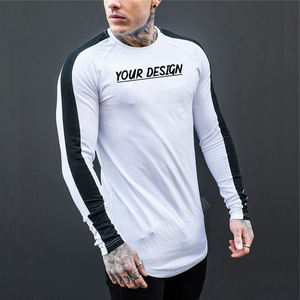 T-shirt à manches longues en coton pour homme, coupe ajustée, hauts décontractés, tendance automne et été, logo personnalisé - Product Image 2
