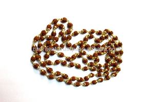 Sterling Silver Gold Plated Rudraksha Beads <b>Spiritual</b> Bohemian Hindu Mala <b>Necklace</b>-Third Party Certified Unisex Gift Rudra Gems - Product Image 4