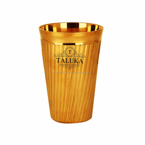 Indian Manufacturer 13 oz Lining Designer Brass Glass Tumbler - Product Image 1