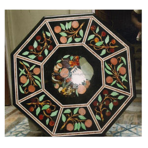 Plateaux de table octogonaux en marbre noir de qualité supérieure - Product Image 1