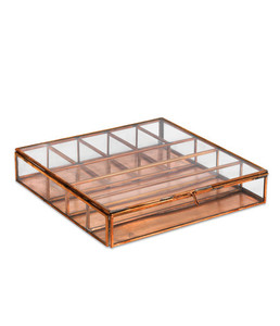 Joyero de vidrio con muchos compartimentos, caja de vidrio hecha de latón y vidrio para decoración de almacenamiento de joyas - Product Image 6