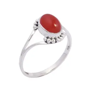 Elegant Genuine Red Carnelian Stone Men Fashion Ring Handmade Jewelry For Unisex Gift Jewelry