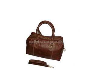Bolsa de lona de cuero de tamaño pequeño marrón ligero con cierre de cremallera para transporte diario - Product Image 1