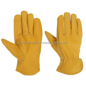 Guantes de cuero de vaca para conductor Forro de algodón Guantes de trabajo de seguridad resistentes a productos químicos de uso general para sala limpia Soldadura libre - Product Image 1