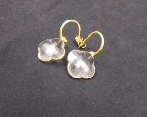 คริสตัลควอตซ์อัญมณีชุบทองแฮนด์เมดทรงกลมและรูปใบโคลเวอร์ของขวัญที่ทันสมัยสำหรับต่างหูสตั๊ดของเธอ - Product Image 2