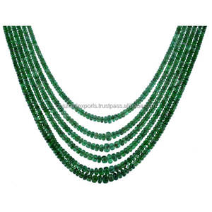 Natural Emerald <b>Green</b> Round Multi-Strand Stone <b>Bead</b> <b>Necklace</b> Third Party Certified Coszcalt Exports Model JJK002 - Product Image 1