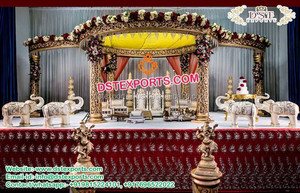 ชุด Mandap ทำจากไฟเบอร์สำหรับงานแต่งงาน,ของตกแต่งชุด Mandap ทรงสี่เหลี่ยมขนาดใหญ่สำหรับงานแต่งงานแบบอินเดีย - Product Image 4