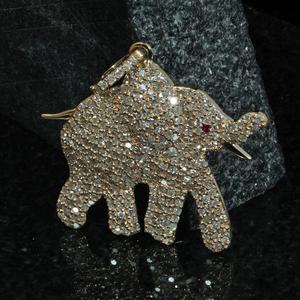 Colgante de elefante de cultura india tradicional, oro amarillo de 14K, venta al por mayor, colgante de diamante pavé de piedra de corte de Rubí - Product Image 2