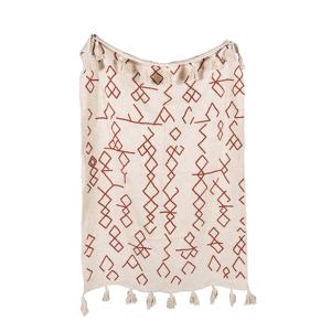 Super luxurious white cotton <b>blanket</b> from India Bohemian Decorative Handmade <b>Pom</b>-<b>pom</b> <b>blanket</b> Wholesale woven throw <b>blanket</b> - Product Image 1