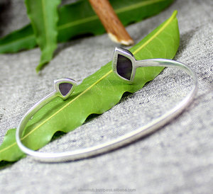 Unique 925 En Argent Sterling Améthyste Manchette Design - Product Image 2