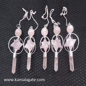 Pendule à étoiles filantes en cristal naturel 3 pièces Feng Shui Merkaba Star 7 Chakra Reiki Pendule à pierres précieuses Artisanat en pierre semi-précieuse - Product Image 3