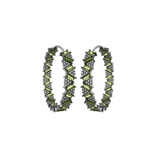 Wholesale Peridot Gemstone Baguette 92.5 <b>Sterling</b> <b>Silver</b> Designer <b>Hoop</b> <b>Earring</b> Pave Diamond Jewelry - Product Image 1