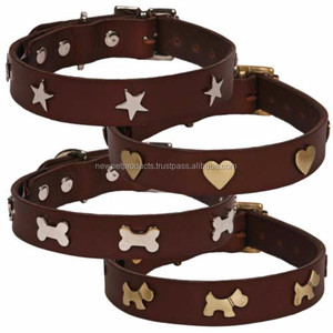 <span class=keywords><strong>Collar</strong></span> de perro de cuero Pu de nuevo diseñador de Color marrón para perros pequeños, medianos y grandes, mascotas con hueso S M L - Product Image 2