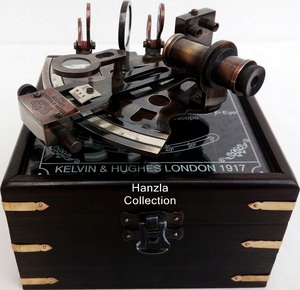 Sextant de voyage victorien en laiton nautique maritime, sextant rond en bois avec vitrine, sextant de designer, cadeau - Product Image 3