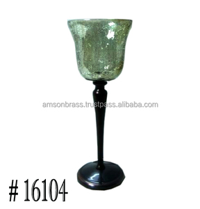 Bougeoir en métal fer et verre au sol Bougeoir décoratif nouveau design fait à la main - Product Image 6